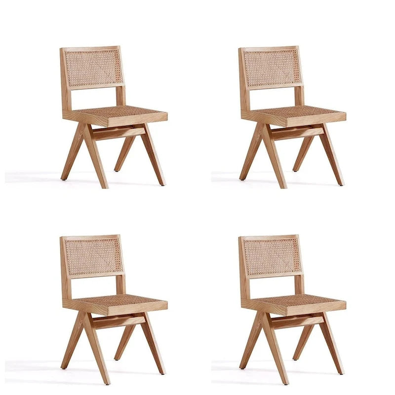 Chaise de salle à manger Hamlet de Manhattan Comfort, noir et rotin naturel - Lot de 2