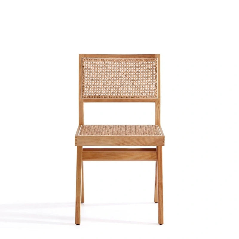 Chaise de salle à manger Hamlet de Manhattan Comfort, noir et rotin naturel - Lot de 2