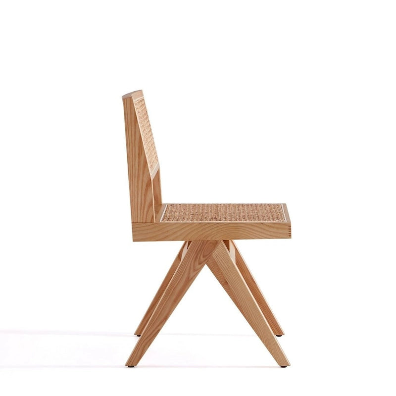 Chaise de salle à manger Hamlet de Manhattan Comfort, noir et rotin naturel - Lot de 2