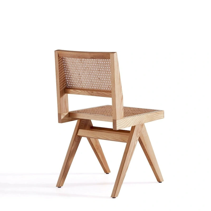 Chaise de salle à manger Hamlet de Manhattan Comfort, noir et rotin naturel - Lot de 2