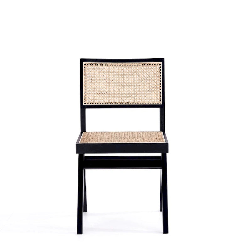 Chaise de salle à manger Hamlet de Manhattan Comfort, noir et rotin naturel - Lot de 2