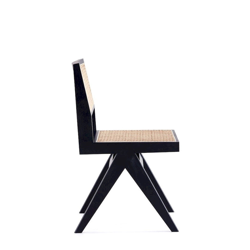 Chaise de salle à manger Hamlet de Manhattan Comfort, noir et rotin naturel - Lot de 2