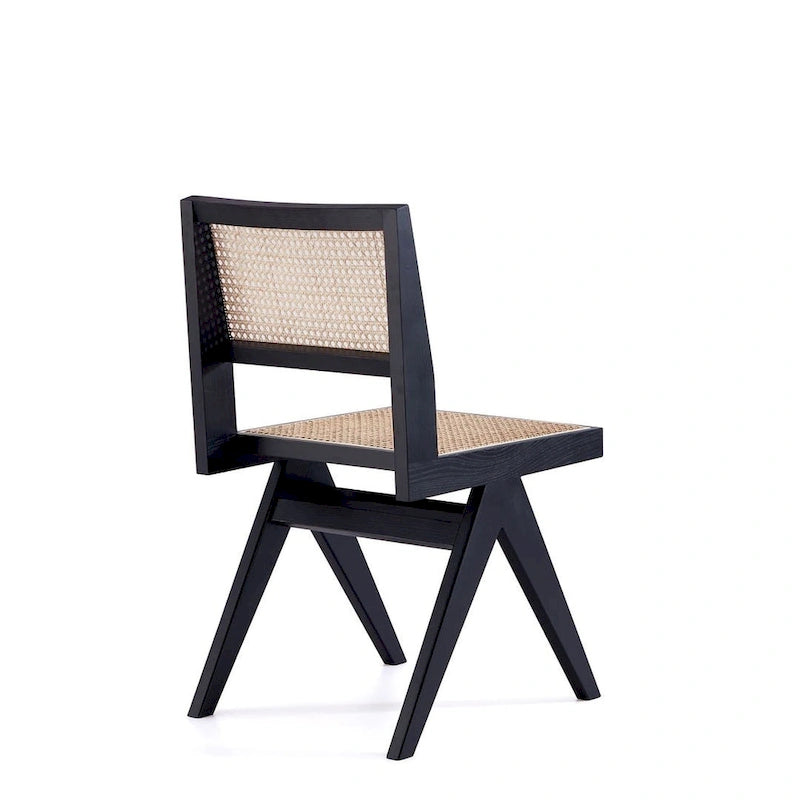 Chaise de salle à manger Hamlet de Manhattan Comfort, noir et rotin naturel - Lot de 2