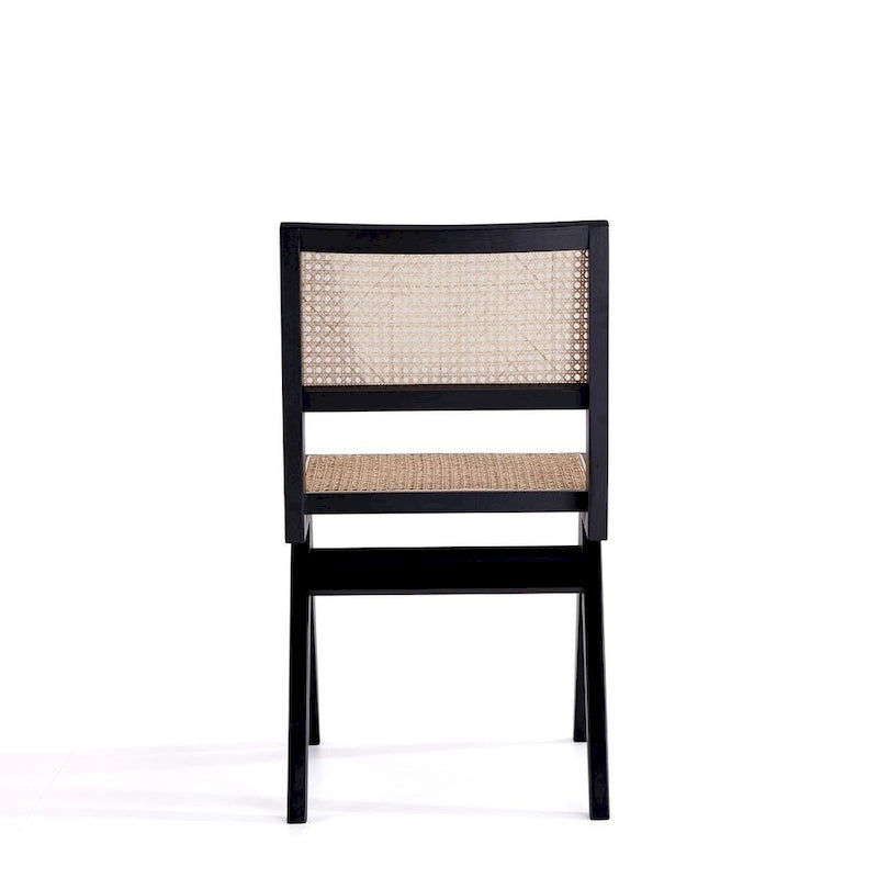 Chaise de salle à manger Hamlet de Manhattan Comfort, noir et rotin naturel - Lot de 2