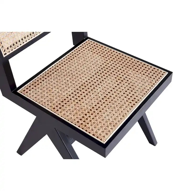 Chaise de salle à manger Hamlet de Manhattan Comfort, noir et rotin naturel - Lot de 2