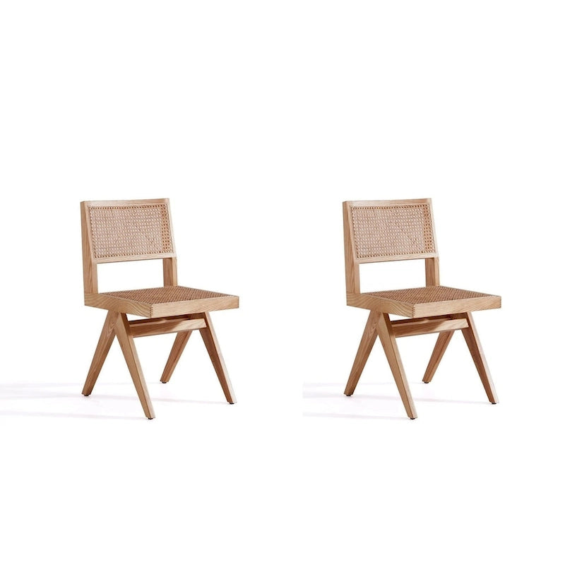 Chaise de salle à manger Hamlet de Manhattan Comfort, noir et rotin naturel - Lot de 2