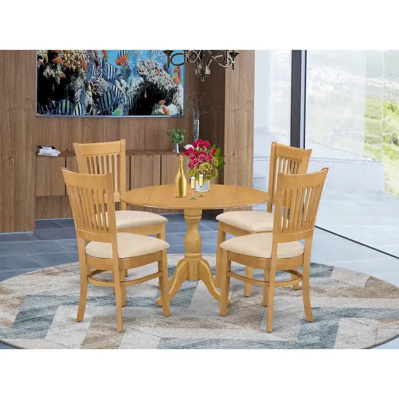 Ensemble de salle à manger East West Furniture, composé d'une table de salle à manger ronde avec abattants et de chaises de salle à manger (nombre de pièces et options de sièges)