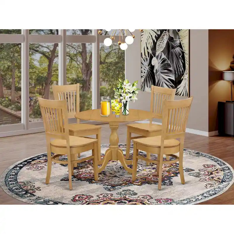 Ensemble de salle à manger East West Furniture, composé d'une table de salle à manger ronde avec abattants et de chaises de salle à manger (nombre de pièces et options de sièges)