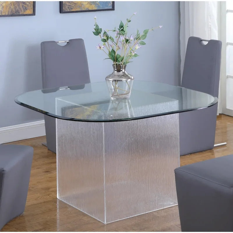 Ensemble de salle à manger Somette Valor 5 pièces en verre pour planche de surf avec chaises entièrement rembourrées grises