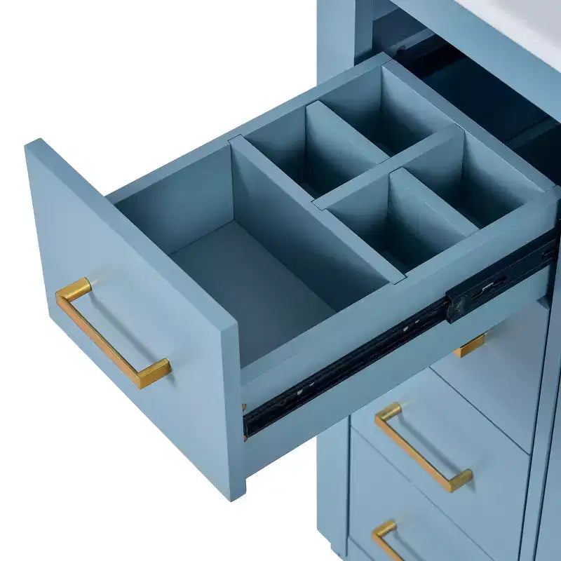 Meuble-lavabo de salle de bain de 76 cm à lavabo simple avec armoire et 3 tiroirs – Noir / Bleu / Vert / Indigo / Blanc