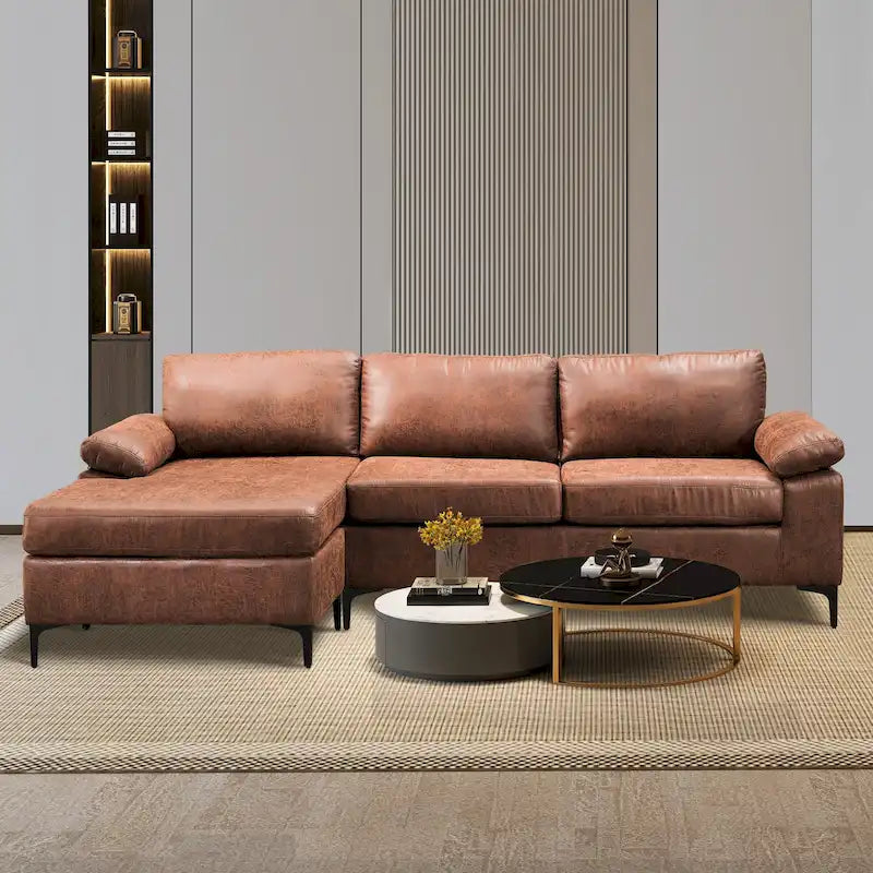 OVIOS Sofa szezlong dwustronny z zamszu w stylu połowy wieku z metalowymi nóżkami