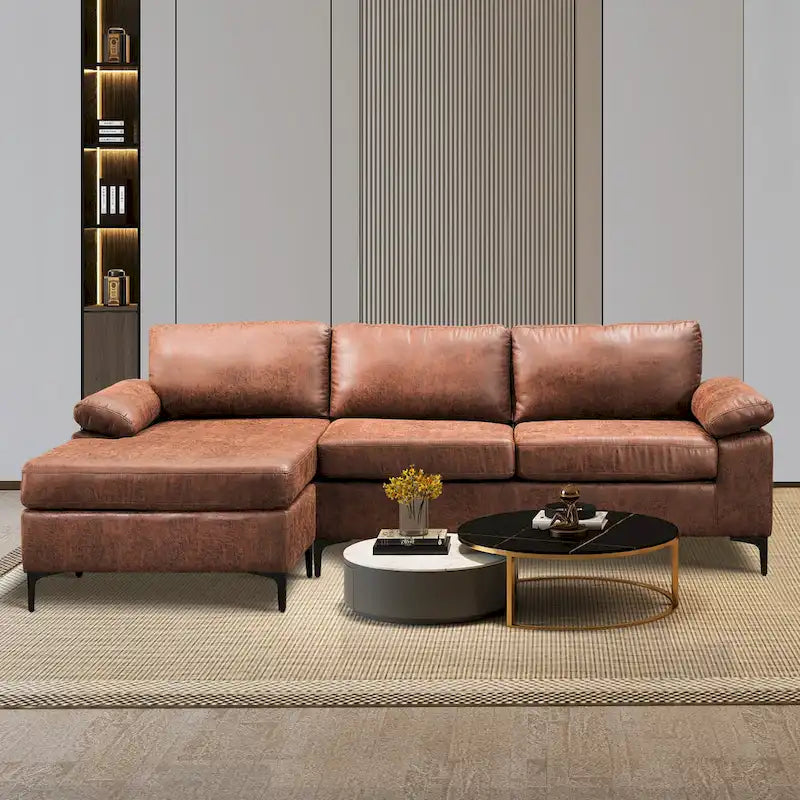 OVIOS Sofa szezlong dwustronny z zamszu w stylu połowy wieku z metalowymi nóżkami
