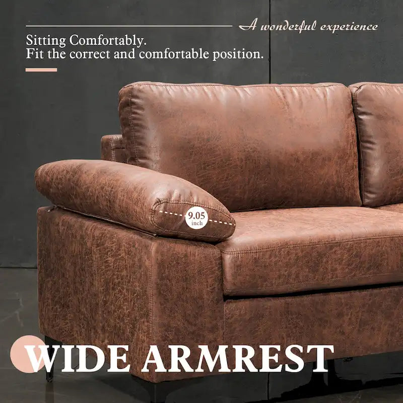 OVIOS Sofa szezlong dwustronny z zamszu w stylu połowy wieku z metalowymi nóżkami