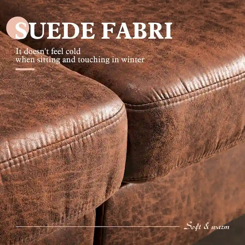OVIOS Sofa szezlong dwustronny z zamszu w stylu połowy wieku z metalowymi nóżkami