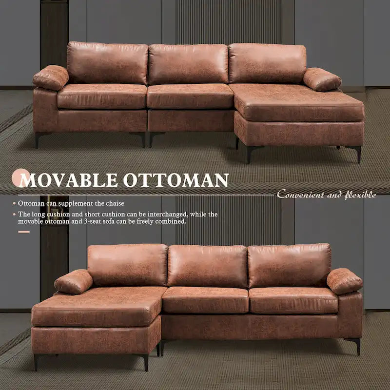 OVIOS Sofa szezlong dwustronny z zamszu w stylu połowy wieku z metalowymi nóżkami