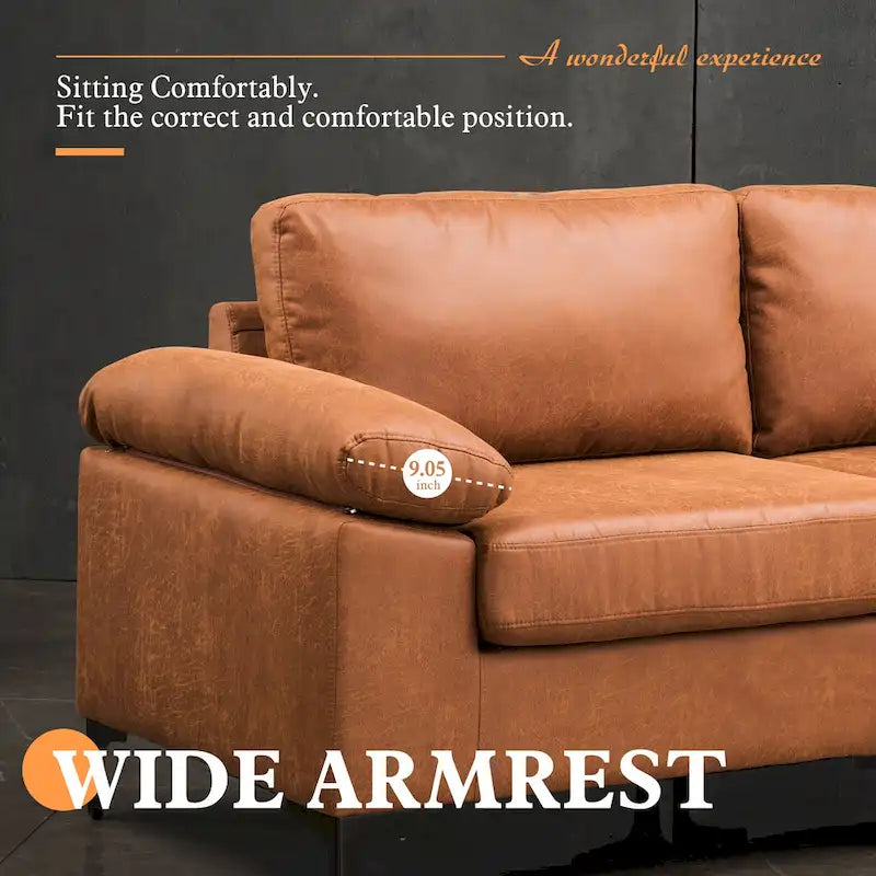 OVIOS Sofa szezlong dwustronny z zamszu w stylu połowy wieku z metalowymi nóżkami