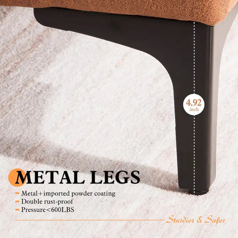 OVIOS Sofa szezlong dwustronny z zamszu w stylu połowy wieku z metalowymi nóżkami