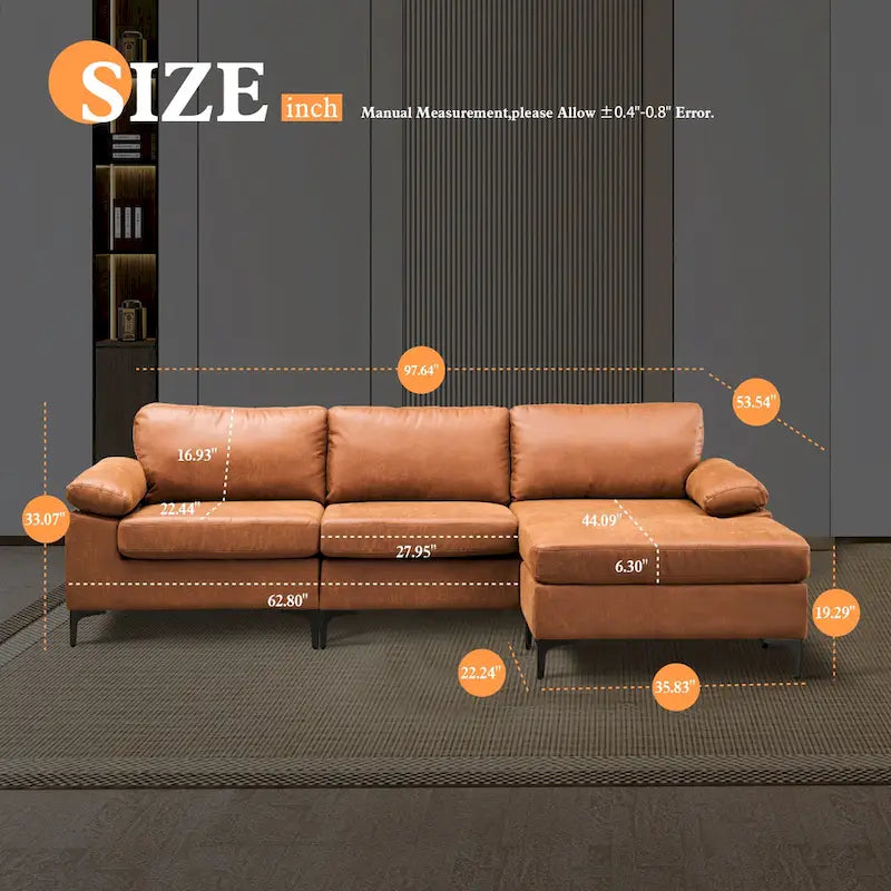 OVIOS Sofa szezlong dwustronny z zamszu w stylu połowy wieku z metalowymi nóżkami