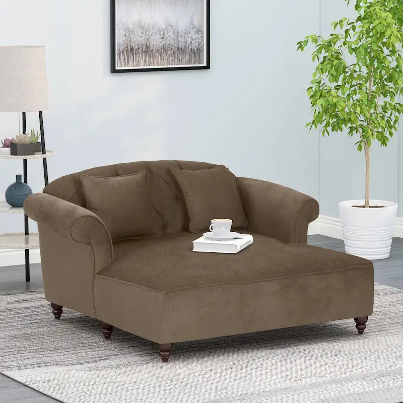 Double méridienne capitonnée contemporaine Freas avec oreillers décoratifs par Christopher Knight Home - 63.00 L x 58.50 l x 34.50 H