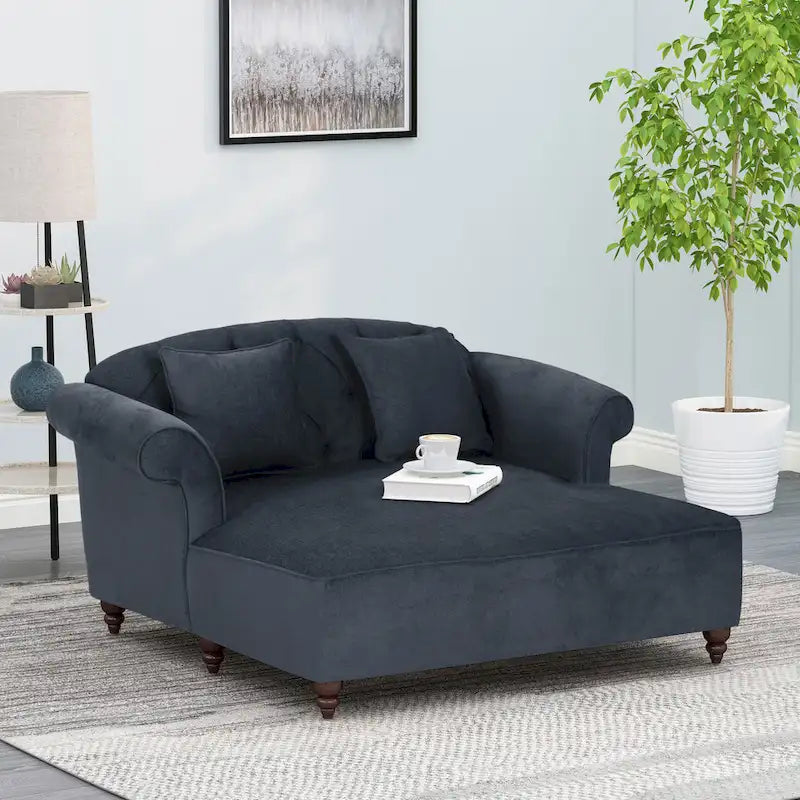 Double méridienne capitonnée contemporaine Freas avec oreillers décoratifs par Christopher Knight Home - 63.00 L x 58.50 l x 34.50 H
