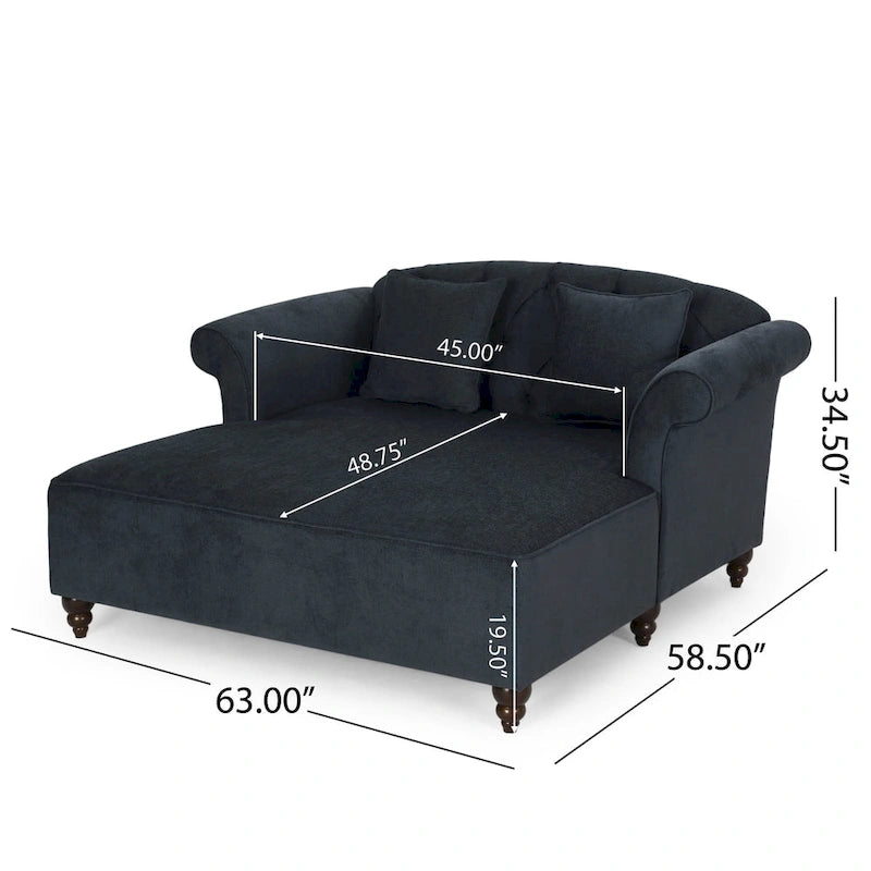 Double méridienne capitonnée contemporaine Freas avec oreillers décoratifs par Christopher Knight Home - 63.00 L x 58.50 l x 34.50 H