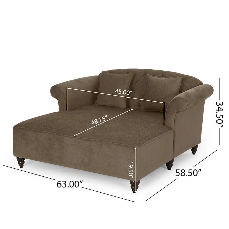 Double méridienne capitonnée contemporaine Freas avec oreillers décoratifs par Christopher Knight Home - 63.00 L x 58.50 l x 34.50 H