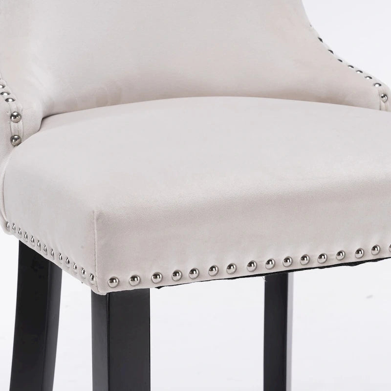 Tabourets de bar en velours à oreilles capitonnés, lot de 2