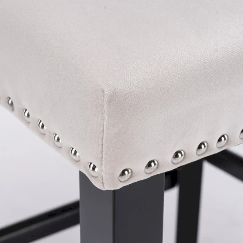 Tabourets de bar en velours à oreilles capitonnés, lot de 2