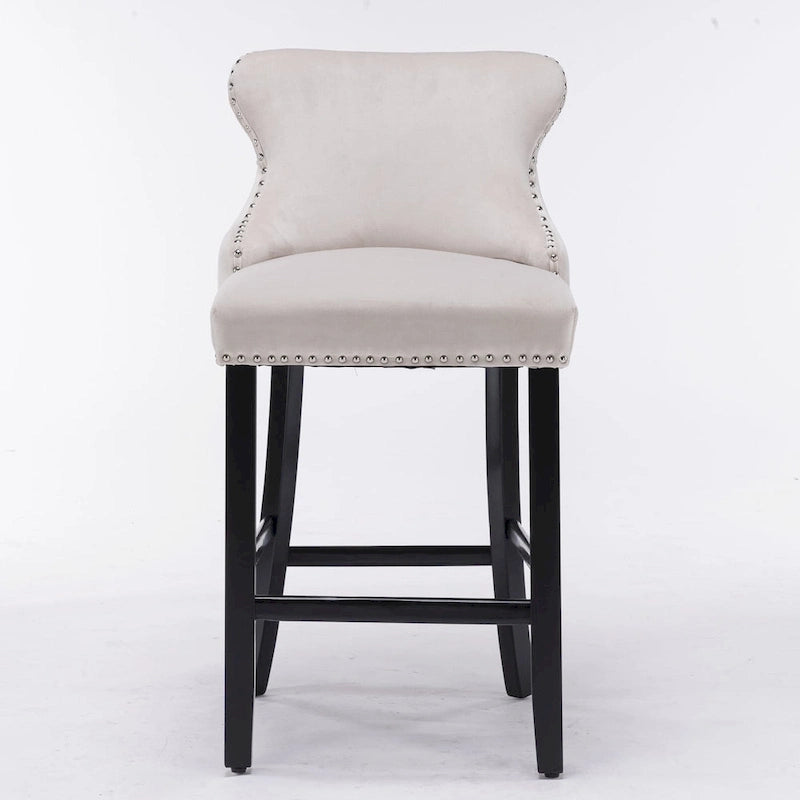 Tabourets de bar en velours à oreilles capitonnés, lot de 2