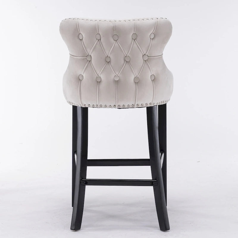 Tabourets de bar en velours à oreilles capitonnés, lot de 2