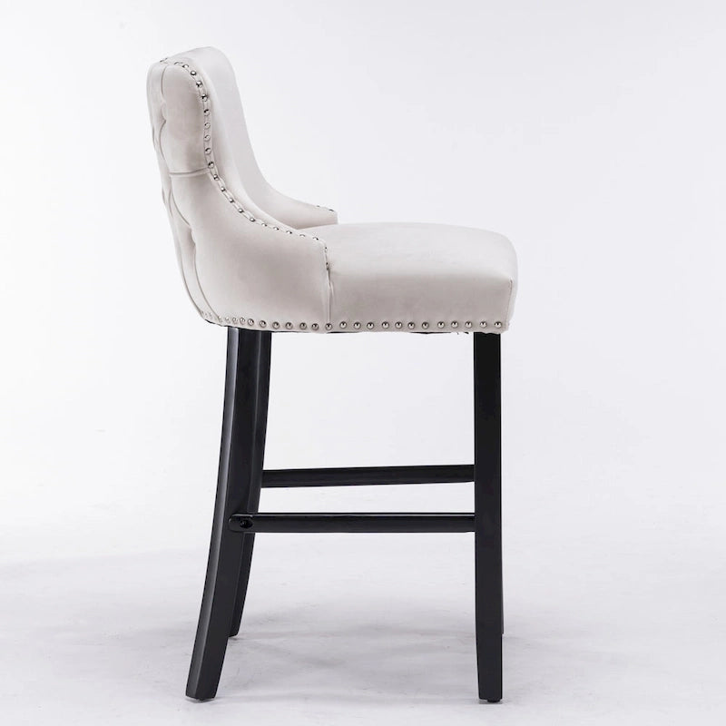 Tabourets de bar en velours à oreilles capitonnés, lot de 2