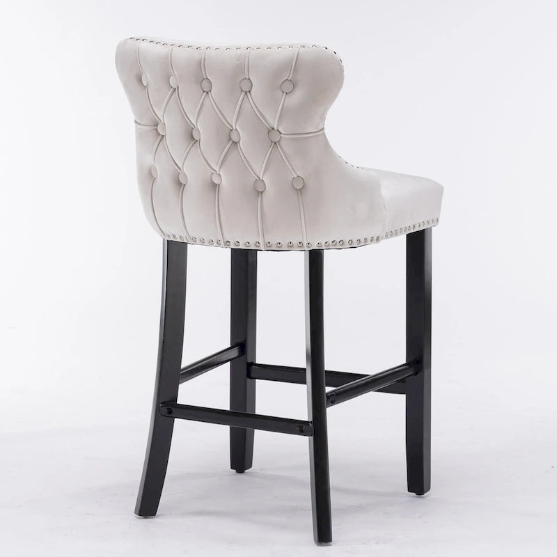Tabourets de bar en velours à oreilles capitonnés, lot de 2