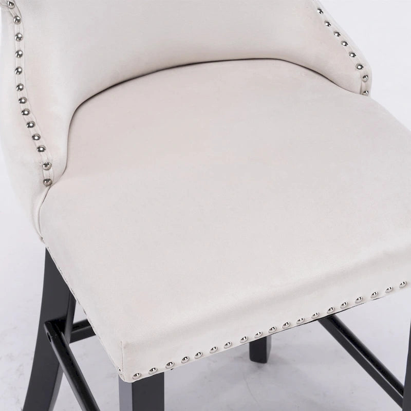 Tabourets de bar en velours à oreilles capitonnés, lot de 2