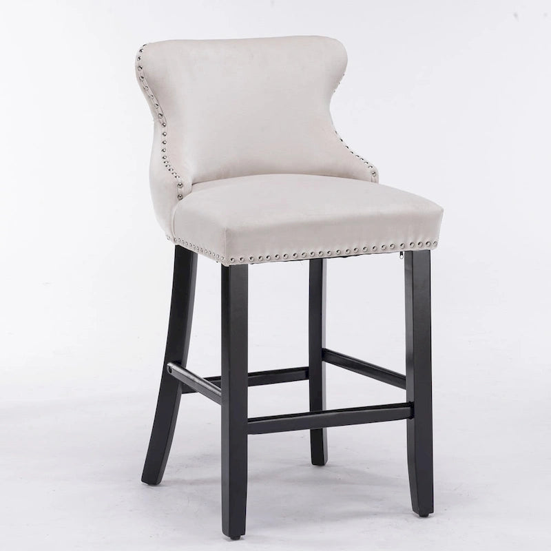 Tabourets de bar en velours à oreilles capitonnés, lot de 2