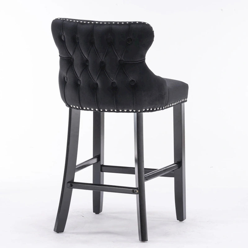 Tabourets de bar en velours à oreilles capitonnés, lot de 2
