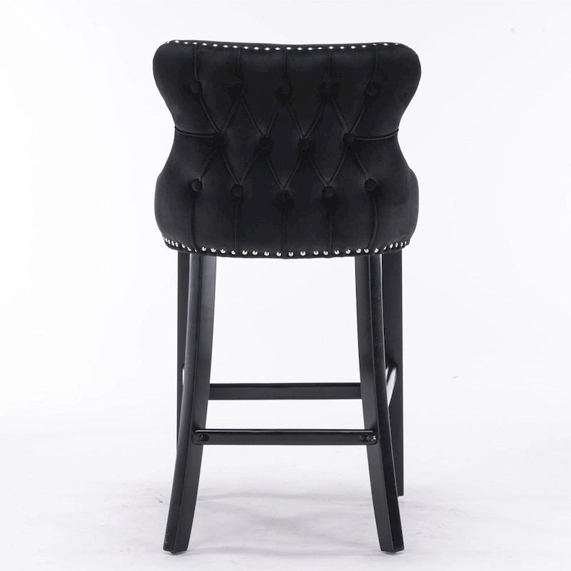 Tabourets de bar en velours à oreilles capitonnés, lot de 2