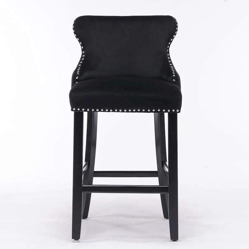 Tabourets de bar en velours à oreilles capitonnés, lot de 2
