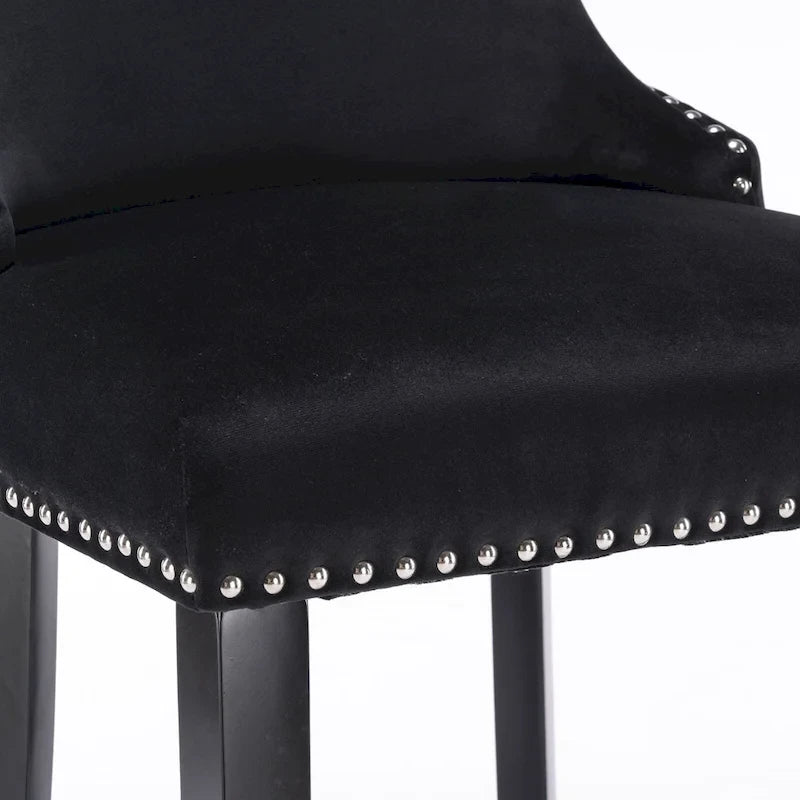 Tabourets de bar en velours à oreilles capitonnés, lot de 2