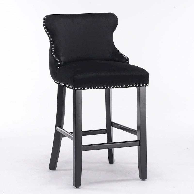 Tabourets de bar en velours à oreilles capitonnés, lot de 2