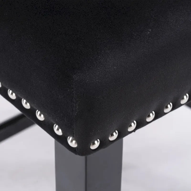Tabourets de bar en velours à oreilles capitonnés, lot de 2