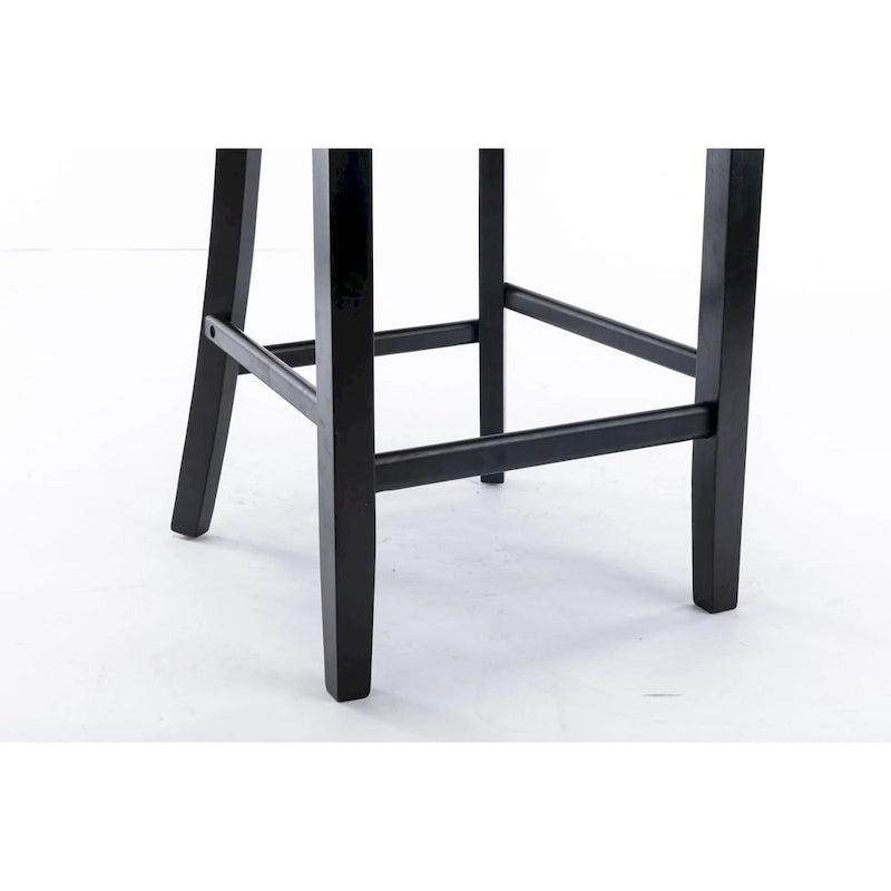 Tabourets de bar contemporains en velours capitonné avec pieds en bois et clous décoratifs chromés, lot de 2