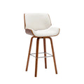 Tabouret de comptoir pivotant Porthos Home Ori, cuir PU, pieds en bois avec repose-pieds