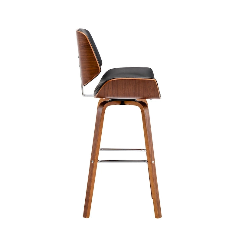 Tabouret de comptoir pivotant Porthos Home Ori, cuir PU, pieds en bois avec repose-pieds