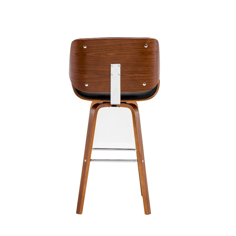 Tabouret de comptoir pivotant Porthos Home Ori, cuir PU, pieds en bois avec repose-pieds
