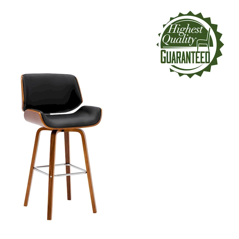 Tabouret de comptoir pivotant Porthos Home Ori, cuir PU, pieds en bois avec repose-pieds