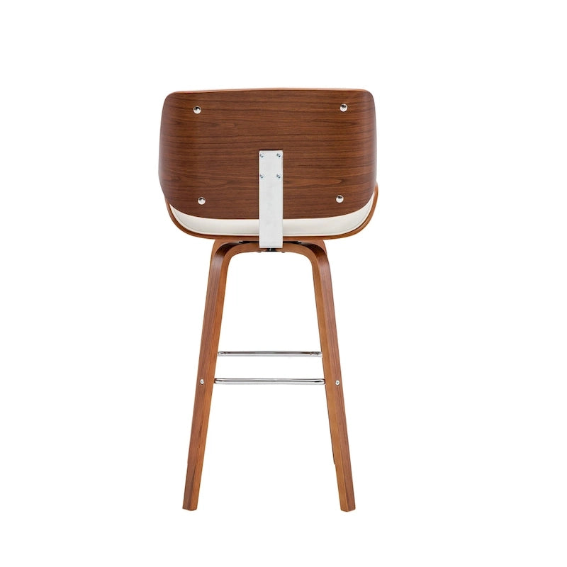 Tabouret de comptoir pivotant Porthos Home Ori, cuir PU, pieds en bois avec repose-pieds