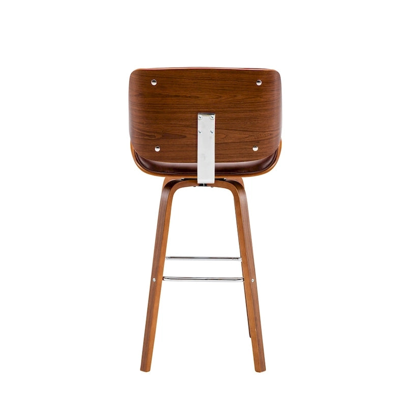Tabouret de comptoir pivotant Porthos Home Ori, cuir PU, pieds en bois avec repose-pieds