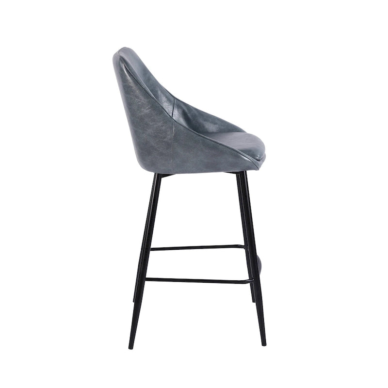 Porthos Home Ula Tabourets de comptoir (lot de 2), revêtement en similicuir, pieds en fer