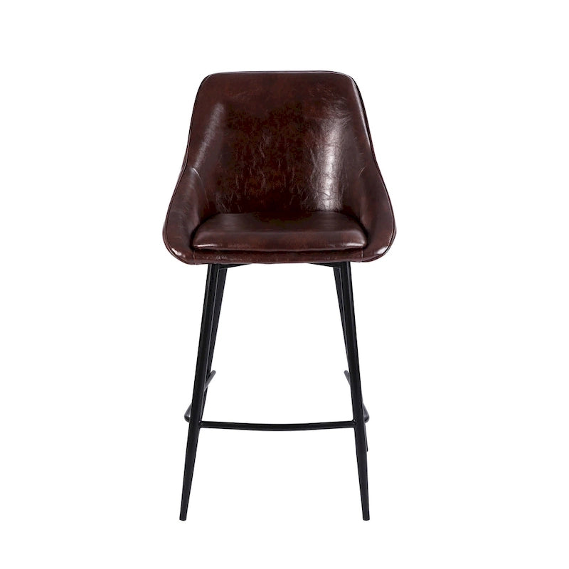 Porthos Home Ula Tabourets de comptoir (lot de 2), revêtement en similicuir, pieds en fer