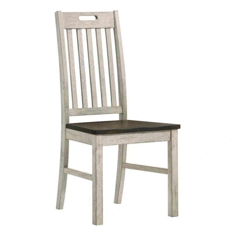Chaises de salle à manger à lattes arrière en bois blanc antique Derry Farmhouse par Furniture of America (Lot de 2)